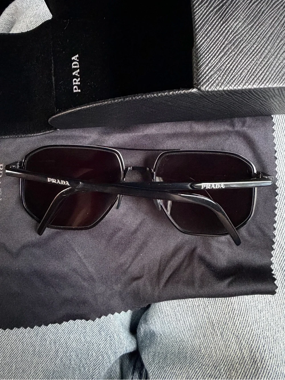 Prada Black Aviator Sunglasses with white trim